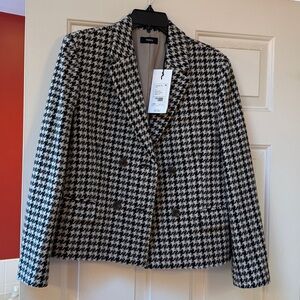 Theory mink multi pattern, tweed, black, and cream, houndstooth jacket sz 10 NWT